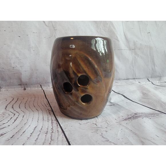 Vintage OMC Art Pottery Owl Cup Boho Planter Candle Pencil Brush Holder - Picture 4 of 7